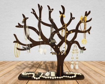 Baumschmuckständer, Ohrringhalter, Halskettenständer aus Holz, Armband-Organizer-Geschenk für Sie, Ringaufbewahrungsgeschenk zum Muttertag