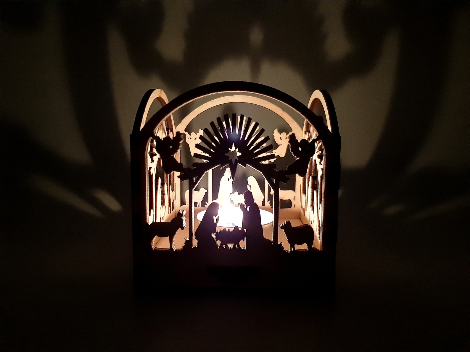 Christmas Lantern of Wood Laser Cut Lantern With Nativity - Etsy UK