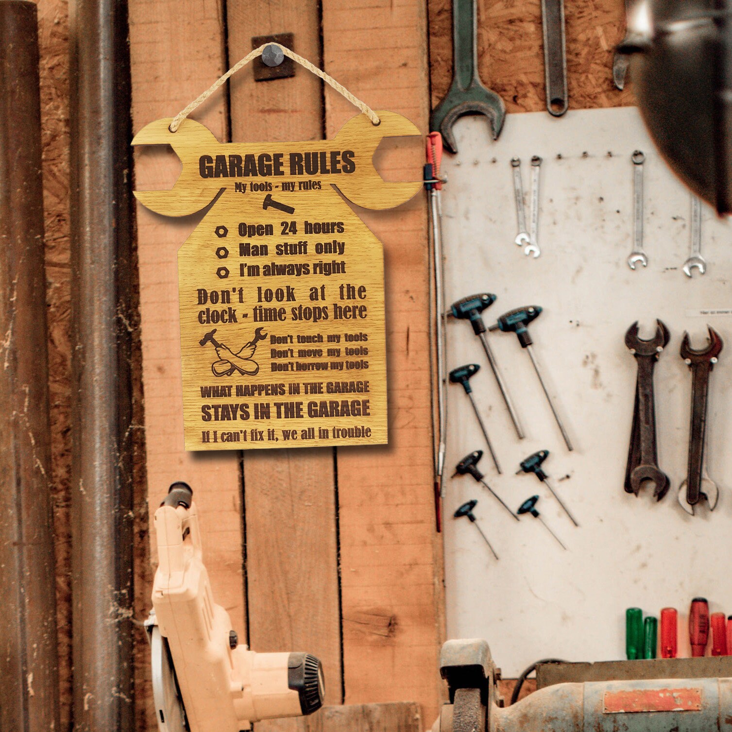 thumbnail image 2 of Vintage Tool Rules Tin Sign - 7.8x11.8 Inch Metal Garage Wall Decor Plaque 2 of 12