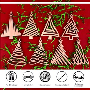 Christmas tree ornament features:
Christmas decorations;
Linen ropes are included;
You can also buy an engraved Christmas box;
Handmade;
Made of natural wood.