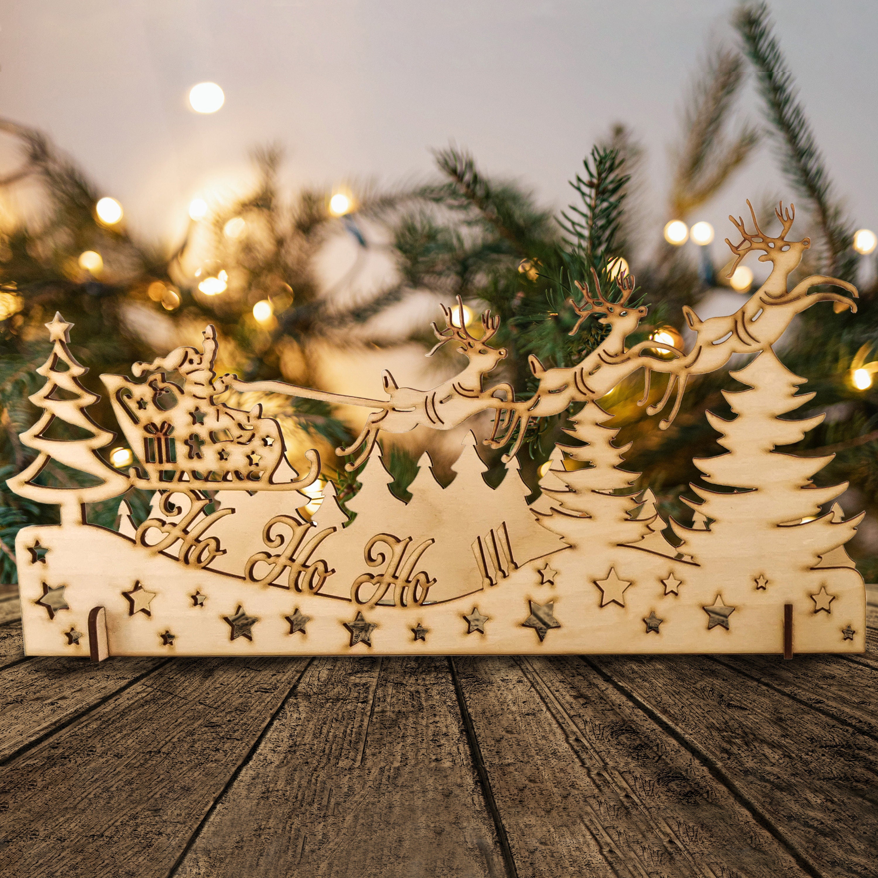 20 Ornements De Noël Mini Traîneau Et Ski En Bois - Décoration Suspendue Rustique