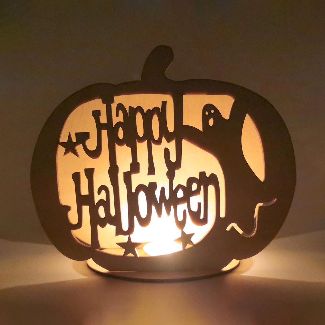 Rustic Ghost Candle Holder, Wooden Jack O Lantern Halloween Decor - Etsy