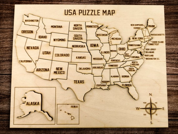 Concessie Blind vertrouwen maandag Rustieke Verenigde Staten kaart puzzel houten gegraveerde USA - Etsy  Nederland