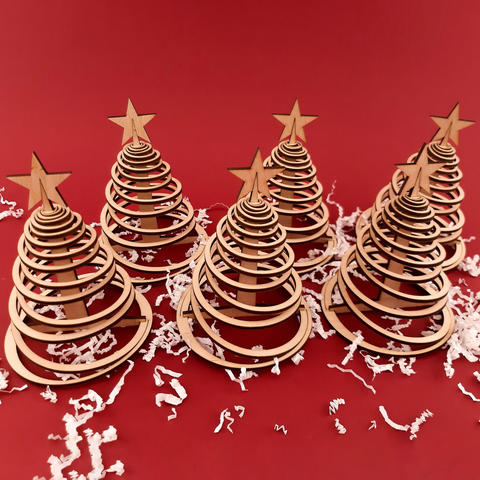 Rustic Wooden Christmas Tree Ornament Set of 6, Laser Cut Xmas Decor - Etsy