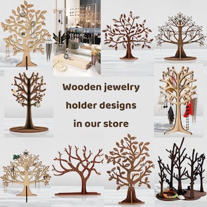 Wooden jewelry holder designs in our store.