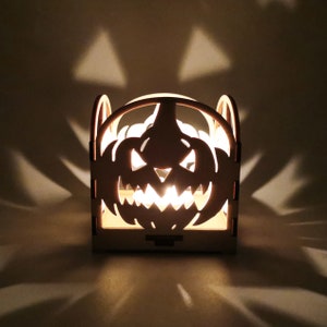 Rustic Wooden Pumpkin Lantern, Halloween Tea Light Candle Holder