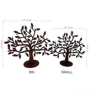 The small jewelry hold tree has dimensions of 23 x 21 cm / 9 x 8.2 inch.
The big jewelry hold tree has dimensions of 27 x 25 cm / 11 x 10 inch.