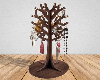 Organiser les boucles d'oreilles en bois, arbre à bijoux, support de boucle d'oreille, arbre de boucle d'oreille d'art 3D, support de bijoux, présentoir de boucle d'oreille, boucle d'oreille suspendue