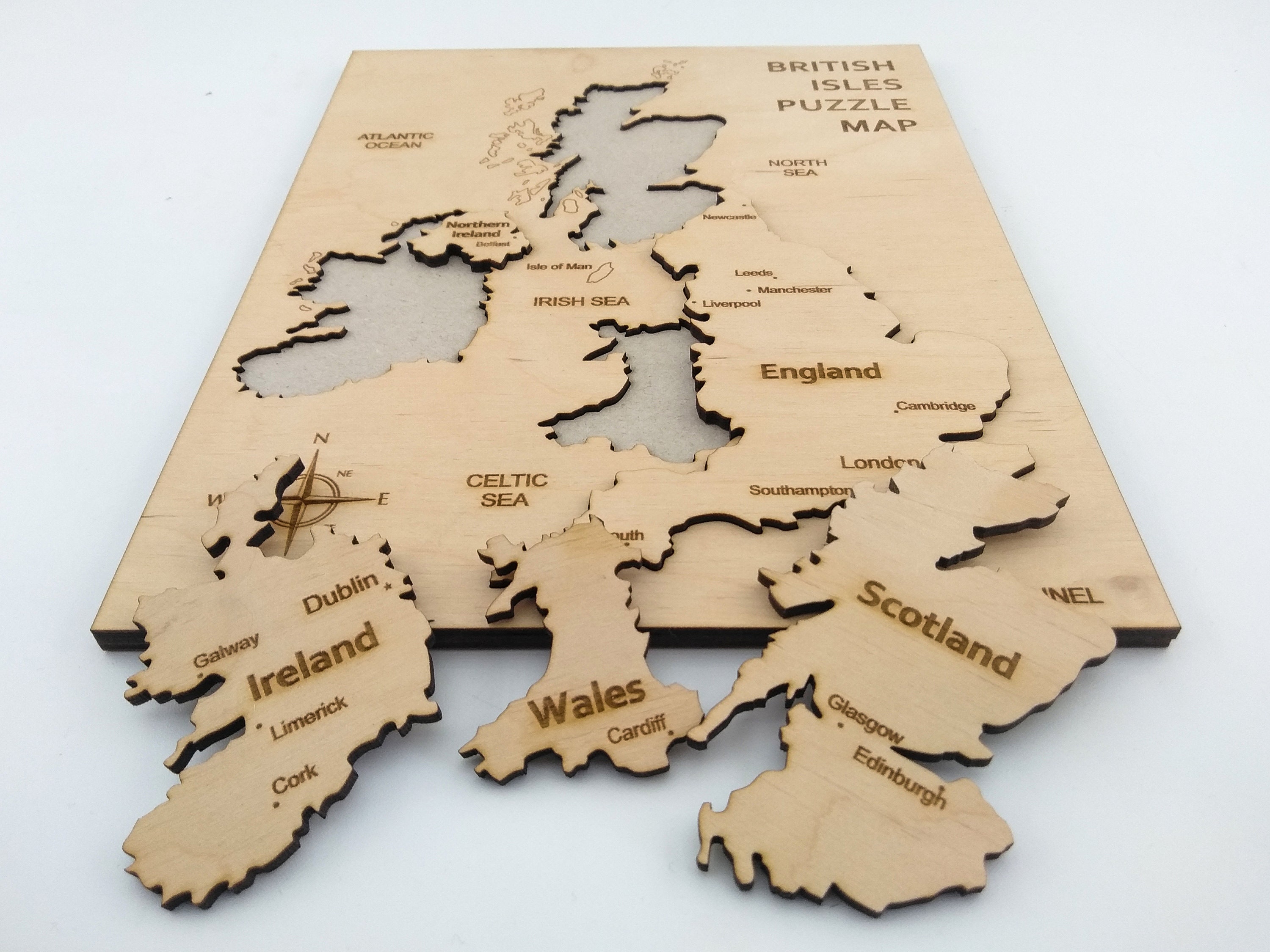 British isles map wooden puzzle England map 3D puzzle Etsy