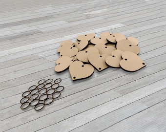 Family calendar wood discs set, 20 wooden discs for birthday sign, addition of wooden hearts and circles, celebration board accessory tags