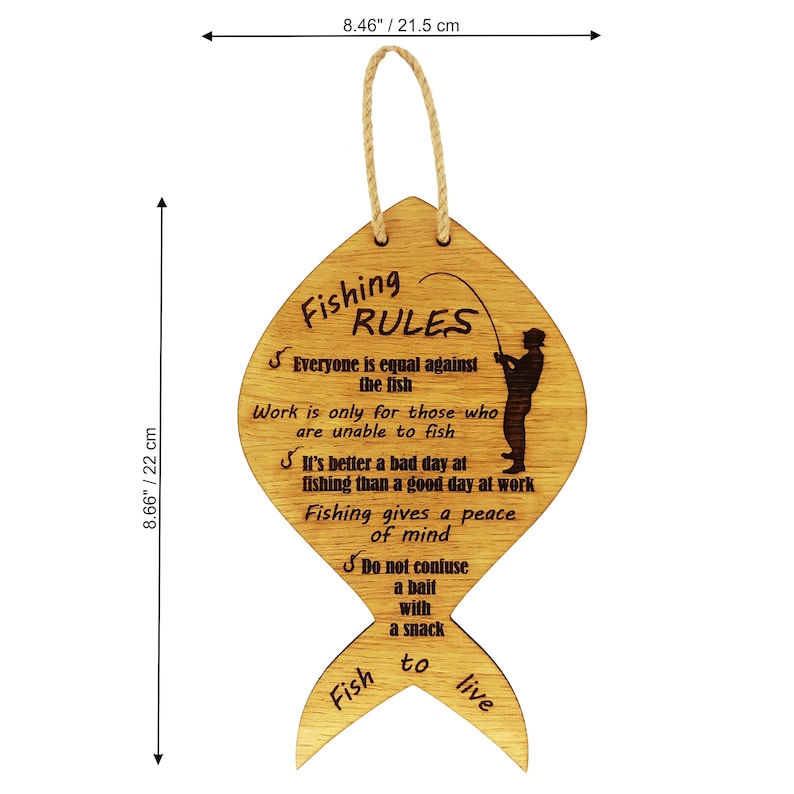 Fishing rules size:
22 x 21,5 cm, or 8,66" x 8,46".