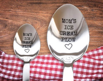 Ice cream spoon gift for mom, Personalized mom cutlery for mothers day, Original coffee kitchen tool for mommy birthday, Christmas