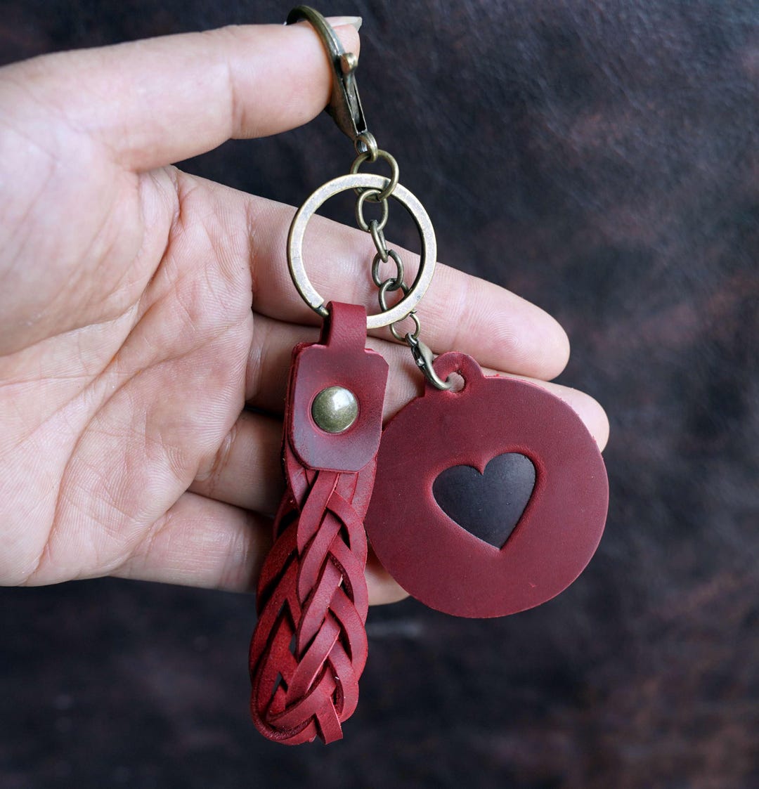 Personalized Leather Keychain | Snap Closure, Initials, Car Key Fob - Etsy