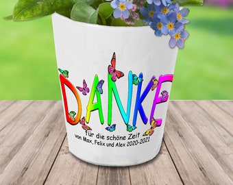 FLOWER POT "THANK YOU" with custom text | Saying, name, text... Thank you