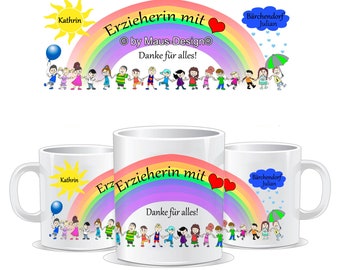 Mug for educator with heart | Gift for educator | Farewell gift for kindergarten | Farewell gift for educator | Personalizable with name