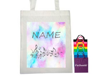 Fabric bag personalized | Bag melody with name | customizable | Flute bag | Shopping bag | Change of clothes