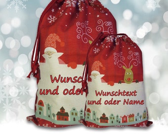 Nikolaussack personalisiert | Nikolaussäckchen mit Namen in 2 Größen | Text, Spruch | Nikolaus Jutesack | Weihnachtsbeutel