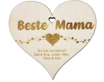 Pendant wooden heart personalized | Mother's Day gift wood | Heart wooden hanging