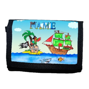 Kinder Geldbörse mit Name / Pirat / Geldbeutel / Personalisierbar / Schiff / Meer