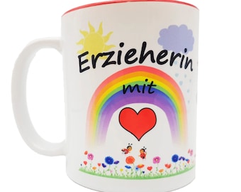 Mug for educators personalized with heart | Optionally also teacher, childminder, pediatrician | Mug with desired text as THANK YOU