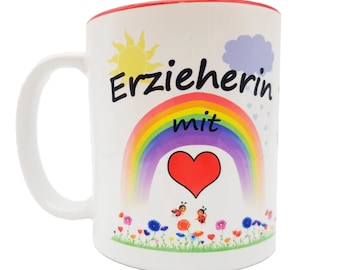 Tasse  Erzieherin mit Herz personalisiert | Wahlweise auch Lehrerin Tagesmutter Kinderärztin | Tasse mit Wunschtext als DANKE