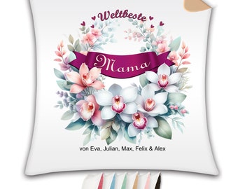 Pillow World's Best WISH TEXT with personalization / Pillowcase optionally with filling / World's Best Mom Grandma Aunt Sister Girlfriend Boss