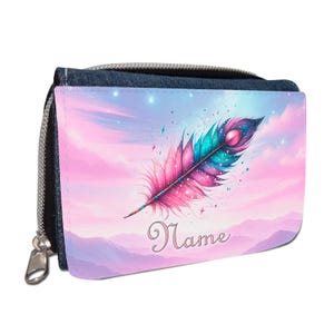 Feder Geldbörse mit Namen / Geldbeutel Portemonnaie / personalisierbar / Kinder / Geschenk zur Einschulung Schultüte Geldgeschenk