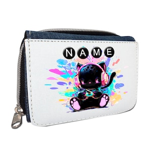 Zocker-Mieze Geldbörse mit Namen / Geldbeutel Portemonnaie / personalisierbar / Kinder / Geschenk zur Einschulung Schultüte Geldgeschenk
