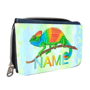 Chamäleon Geldbörse mit Namen / Geldbeutel Portemonnaie / personalisierbar / Kinder / Geschenk zur Einschulung Schultüte Geldgeschenk