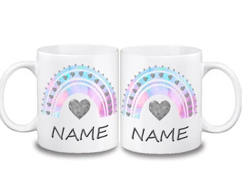 Cup rainbow pastel with name ceramic or plastic / children's cup / cup with name / customizable