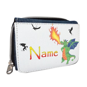 grüner Drache Geldbörse mit Namen / Geldbeutel Portemonnaie / Personalisierbar / Kinder / Geschenk zur Einschulung Schultüte Geldgeschenk