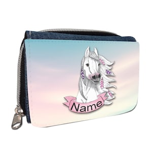 Pferd Geldbörse mit Namen / Geldbeutel Portemonnaie / personalisierbar / Kinder / Geschenk zur Einschulung Schultüte Geldgeschenk