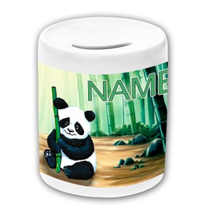 Spardose Motiv Panda mit Name / personalisierbar / Sparbüchse / Sparschwein