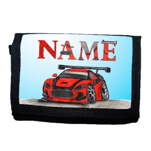 Kinder Geldbörse mit Name Motiv Auto / Geldbeutel / Peronalisierbar / Rennauto