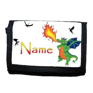Kinder Geldbörse mit Name /  grüner Drache / Geldbeutel / Personalisierbar