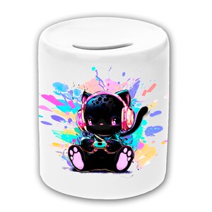 Spardose Motiv Zocker-Mieze mit Name / personalisierbar / Sparbüchse / Sparschwein