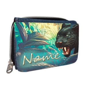 Panther Geldbörse mit Namen / Geldbeutel Portemonnaie / personalisierbar / Kinder / Geschenk zur Einschulung Schultüte Geldgeschenk