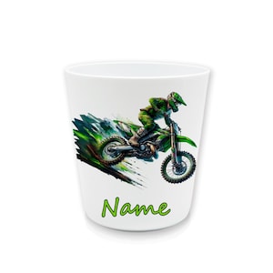 Motocross Zahnputzbecher Kunststoff m. Name | Kinder Trinkbecher personalisiert | Zähneputzen | Kinderbecher | Kunststoffbecher BPA frei