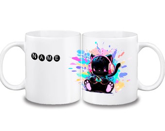 Tasse Zocker-Mieze mit Name Keramik oder Kunststoff / Kindertasse / Tasse mit Name / Personalisierbar