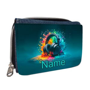 Kopfhörer Geldbörse mit Namen / Geldbeutel Portemonnaie / personalisierbar / Kinder / Geschenk zur Einschulung Schultüte Geldgeschenk
