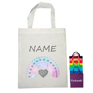 Stoffbeutel personalisiert | Tasche Regenbogen Pastell mit Name | personalisierbar | Flötentasche | Einkaufstasche | Wechselkleidung