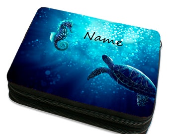 Pencil case personalized e.g. with name including contents motif turtle