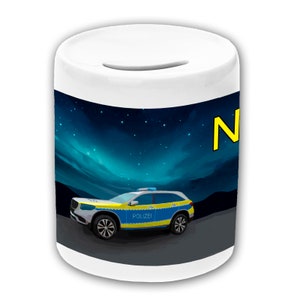 Money box motif police with name / customizable / money box / piggy bank image 1