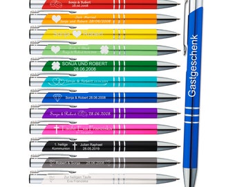 Wedding guest gift ballpoint pen from 1 piece | Guest gift with engraving | 12 different colors | Motifs with individual guest names