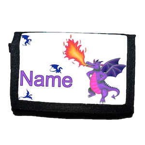 Kinder Geldbörse mit Name /  lila Drache / Personalisierbar / Geldbeutel