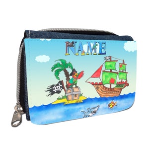 Pirat Geldbörse mit Namen / Geldbeutel Portemonnaie / Personalisierbar / für Kinder / Geschenk zur Einschulung Schultüte Geldgeschenk