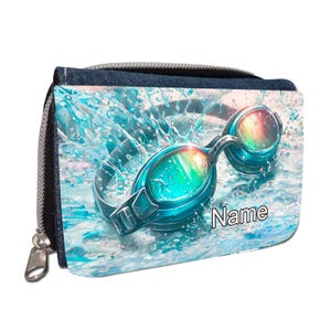 Schwimmen Geldbörse mit Namen / Geldbeutel Portemonnaie / personalisierbar / Kinder / Geschenk zur Einschulung Schultüte Geldgeschenk