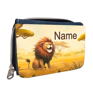 Löwe Geldbörse mit Namen / Geldbeutel Portemonnaie / personalisierbar / für Kinder / Geschenk zur Einschulung Schultüte Geldgeschenk
