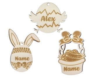 Personalized wooden Easter ornaments | Easter balls, Easter eggs, Easter decorations with name | Easter bunny, chick, Easter nest | Personalized Easter baskets