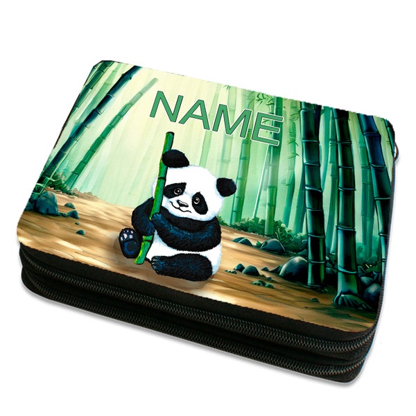 Federmäppchen personalisiert z.B. mit Namen inkl. Inhalt Motiv Panda